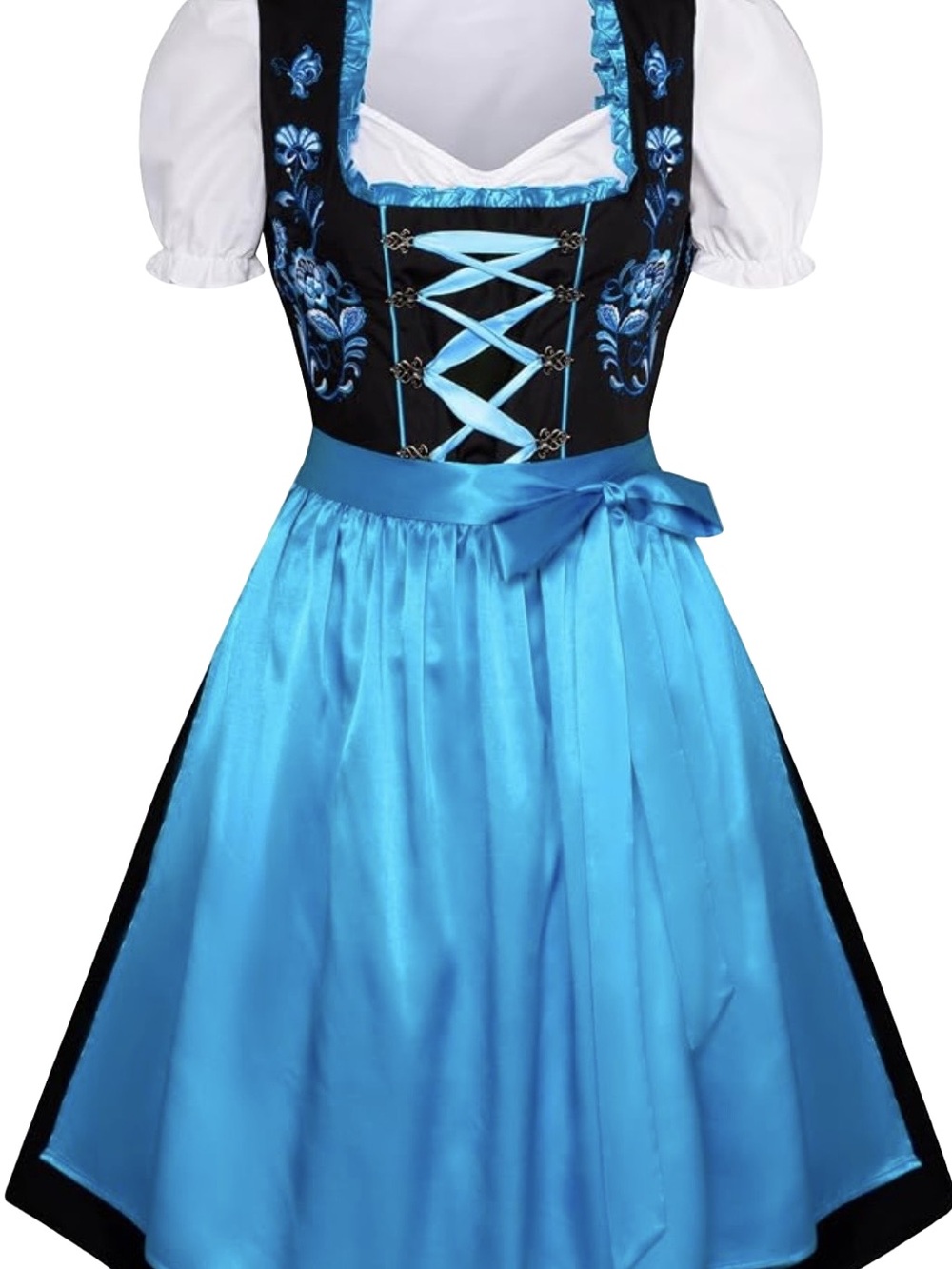 Scarlet Darkness 3 Piece Dirndl Bavarian Costume Dress Black Blue Embroidery S